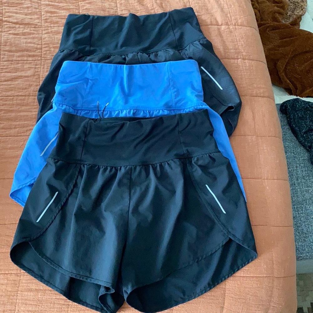3 pairs high rise athletic running shorts